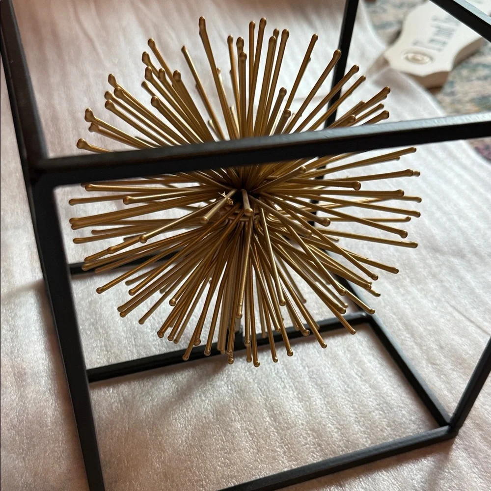 Mid-CenturyModern Gold Atomic Starburst Style Cube Centerpiece| Spiked Sphere